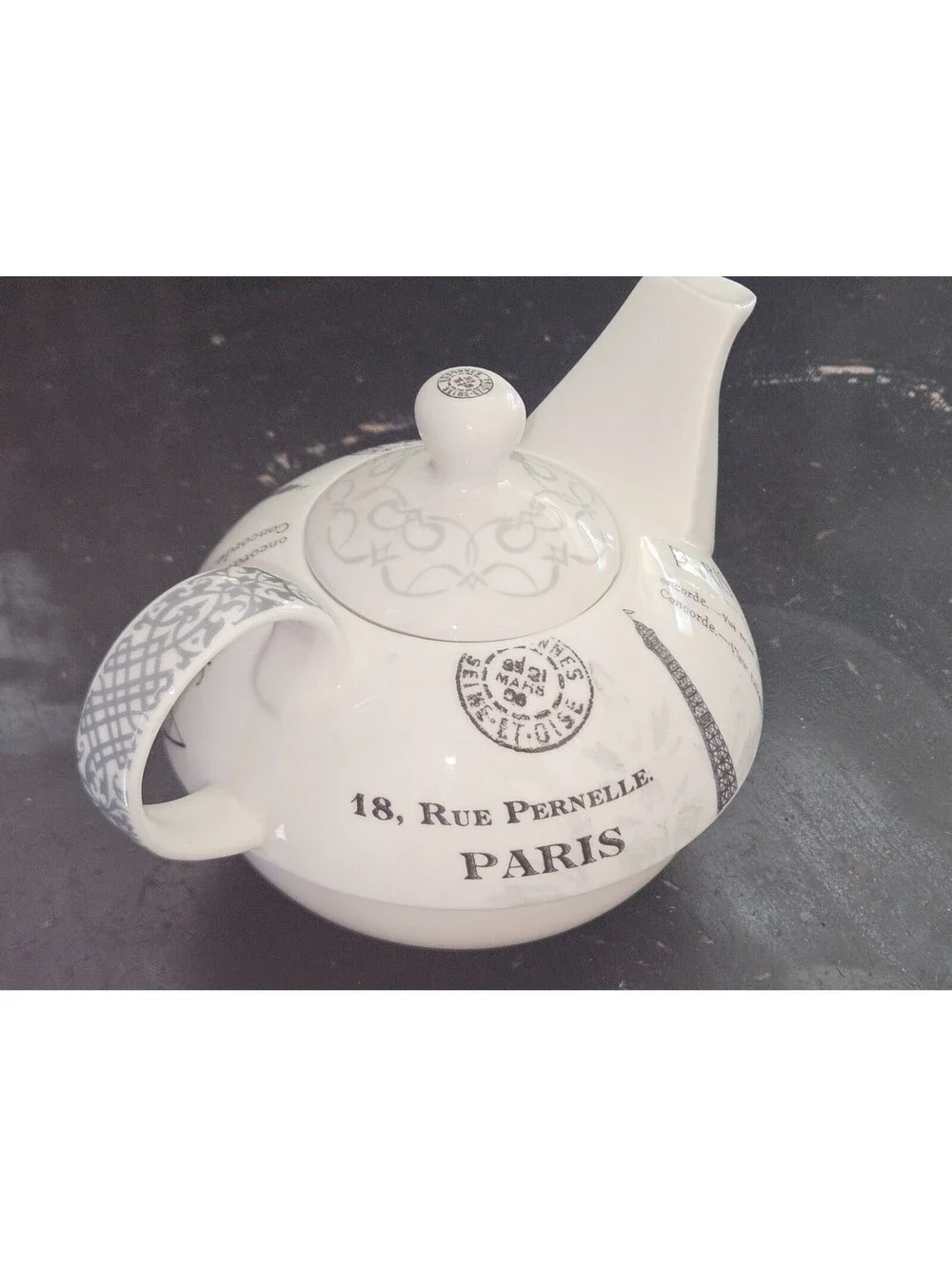 Paula Scaletta PPD Paris Postcard Bone China Teapot Eiffel Tower